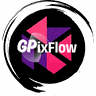 GPixFlow - Logo représentant des formes géométriques magenta et violettes