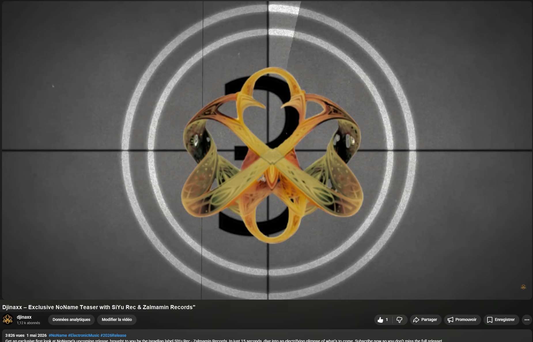 Capture YouTube — 3 826 vues en 1 semaine sur le teaser NoName